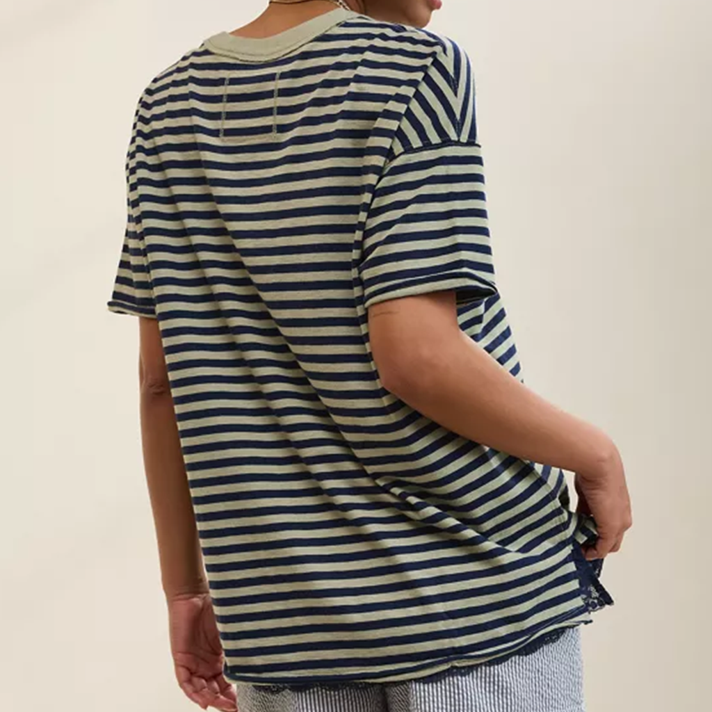 Oversized Crew Neck Striped Boyfriend T‑Shirt