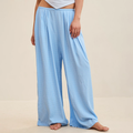 Pleated Wide‑Leg Floral Drapey Casual Trousers