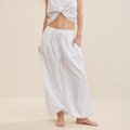 Seersucker Textured Balloon Pant With Elastic Cuffs