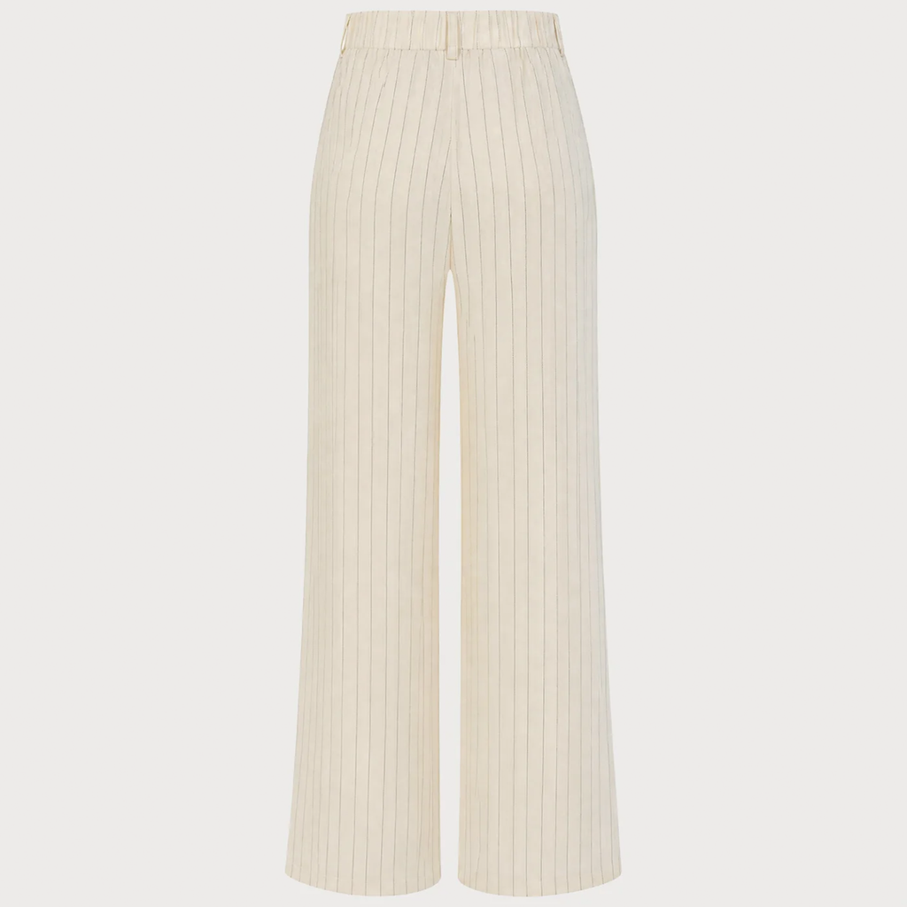 Striped Natural Waist Straight‑Leg Cropped Trousers