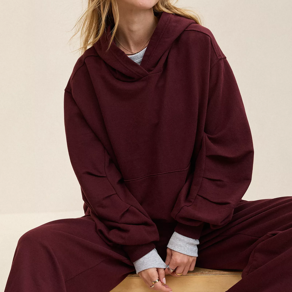 Lightweight Drapey Fleece Oversized Hooded Sweatshirt