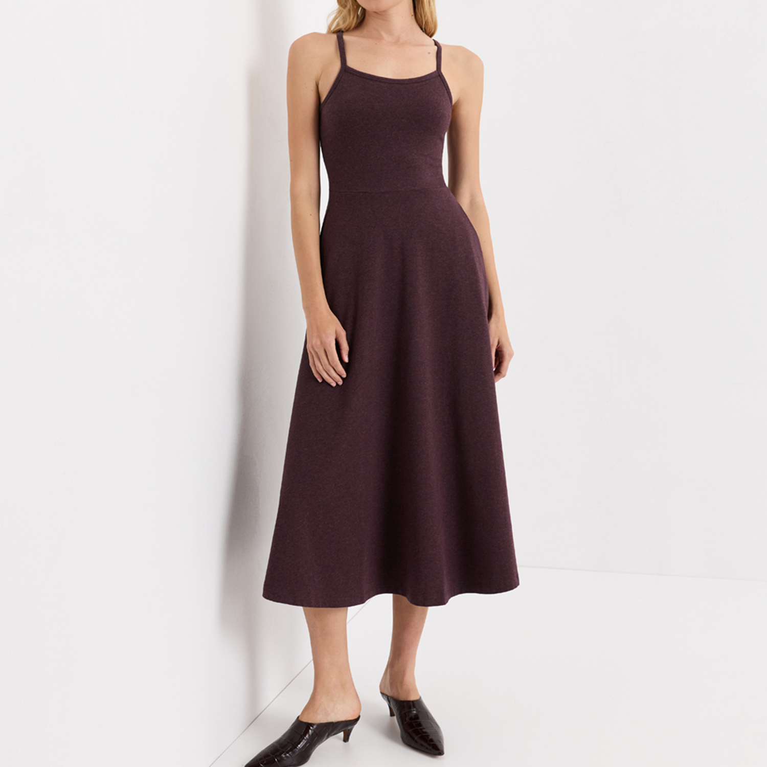 Racerback Fit And Flare Midi Cami Dress
