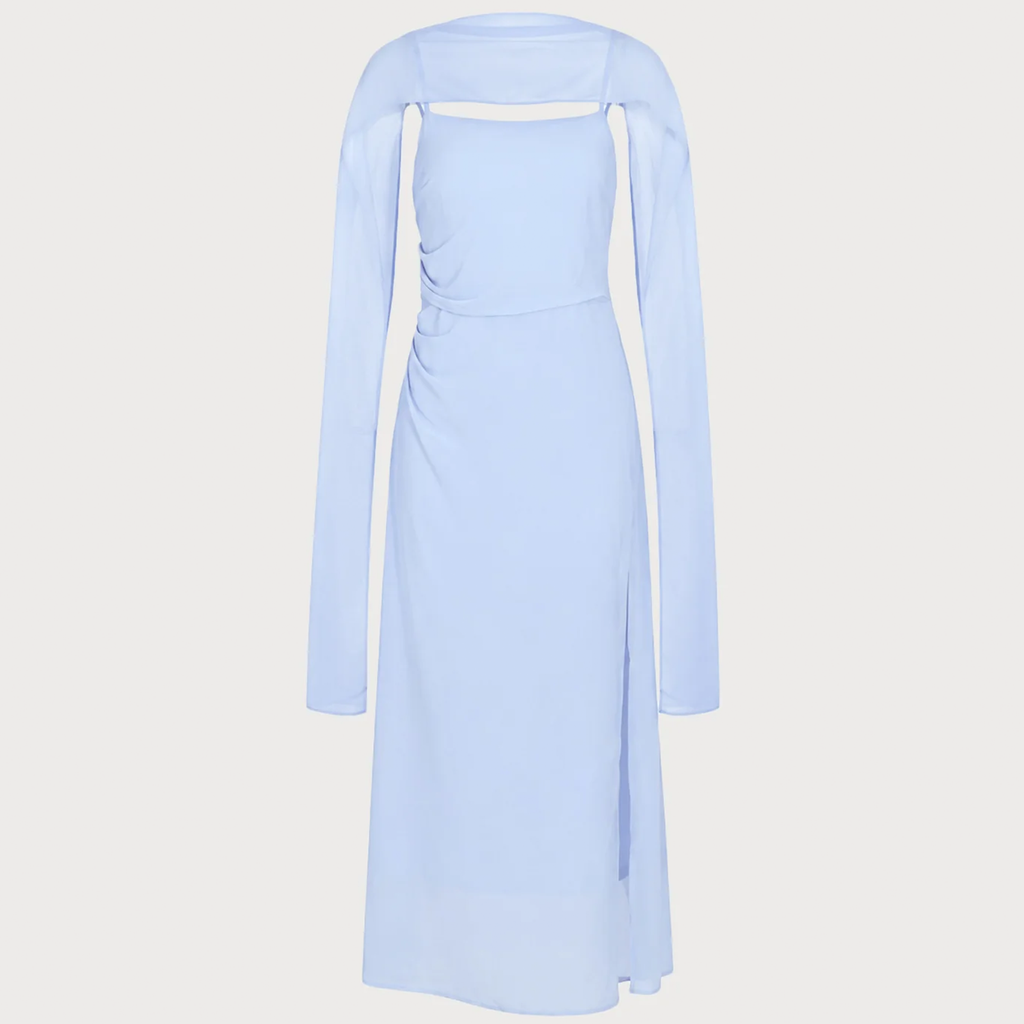 Cowl Neck Strap Chiffon Split Maxi Dress