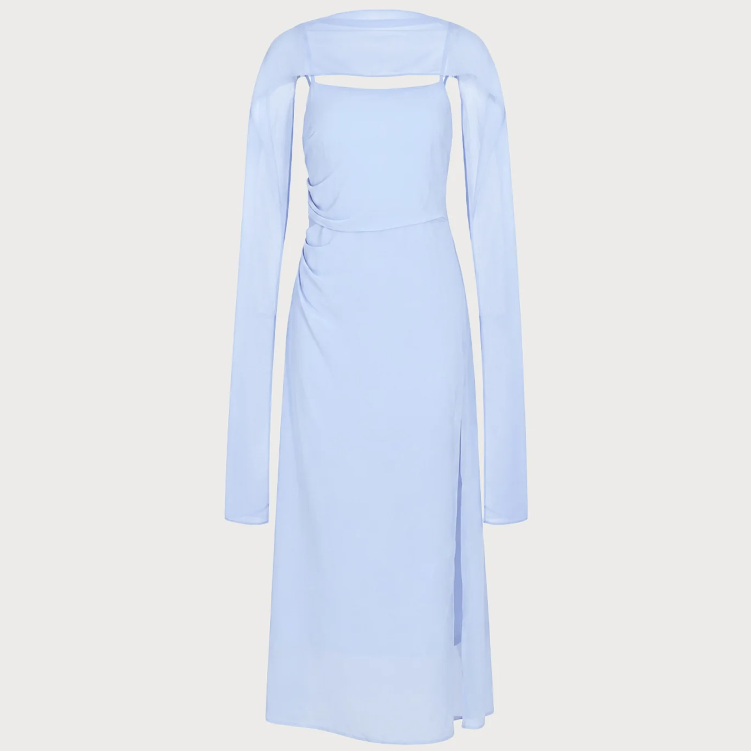 Cowl Neck Strap Chiffon Split Maxi Dress
